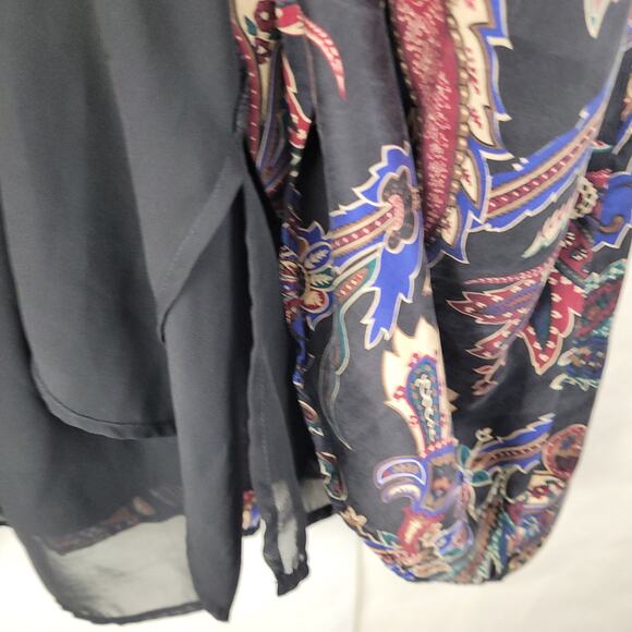 Vintage Koos Of Course black silk maxi skirt 1X paisley Boho Retro Whimsigoth - Picture 6 of 8